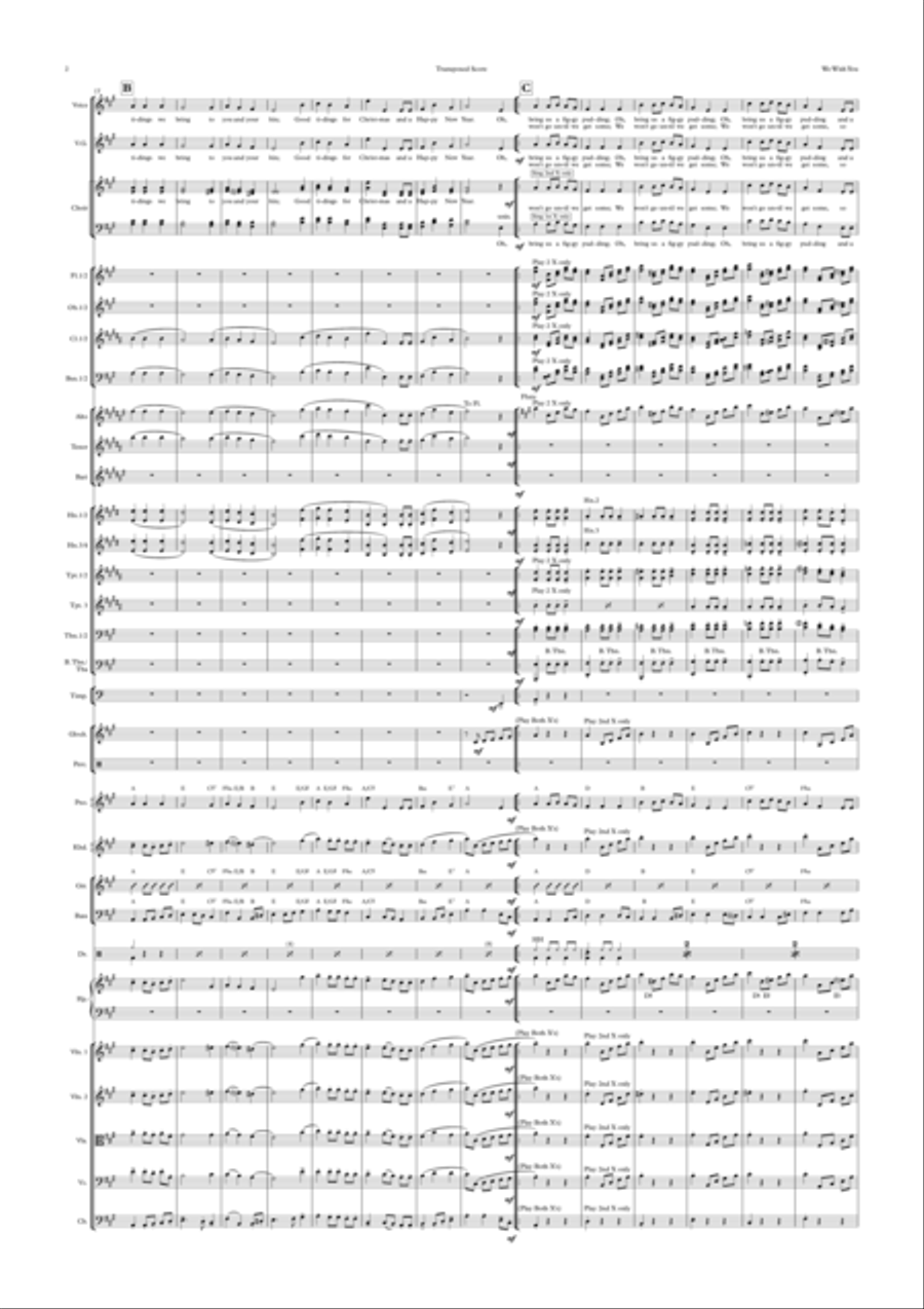 We Wish You a Merry Christmas - Vocal with Choir and Pops Orchestra Key of A Choir scores gallery preview page 2