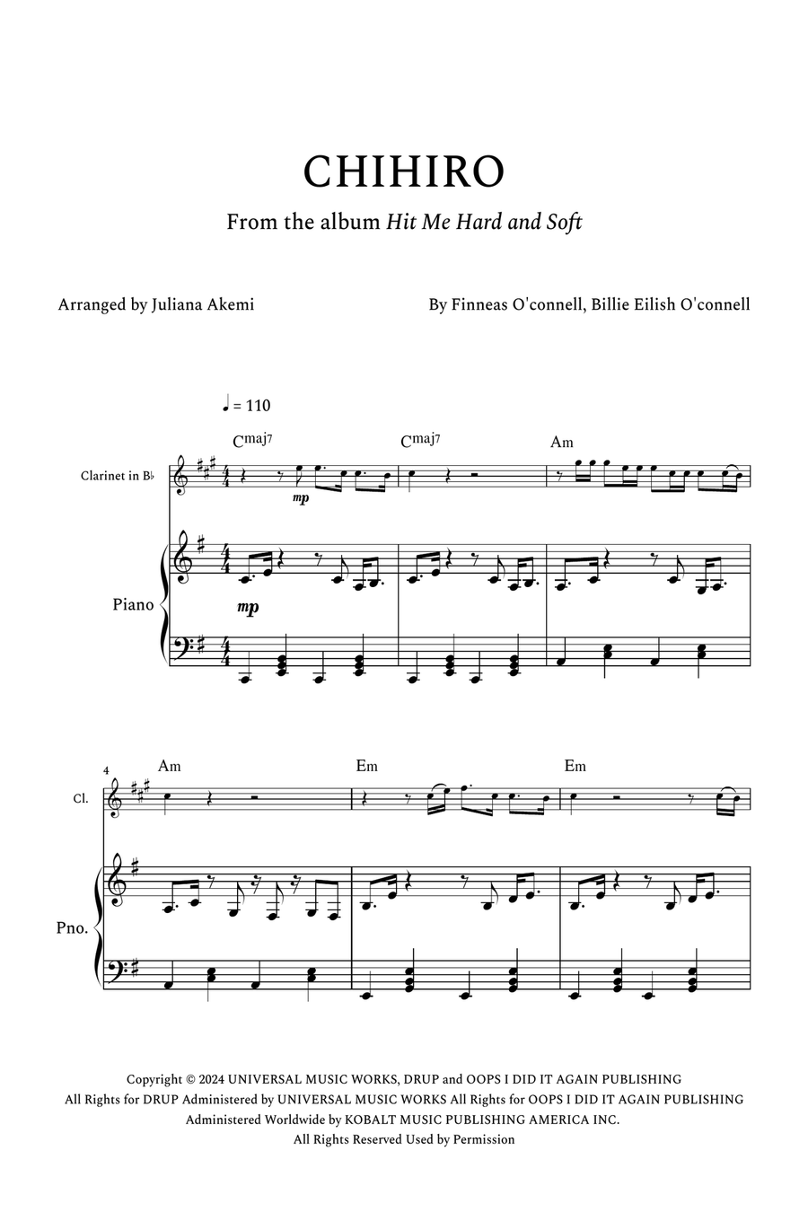 Chihiro B-Flat Clarinet scores gallery preview page 1