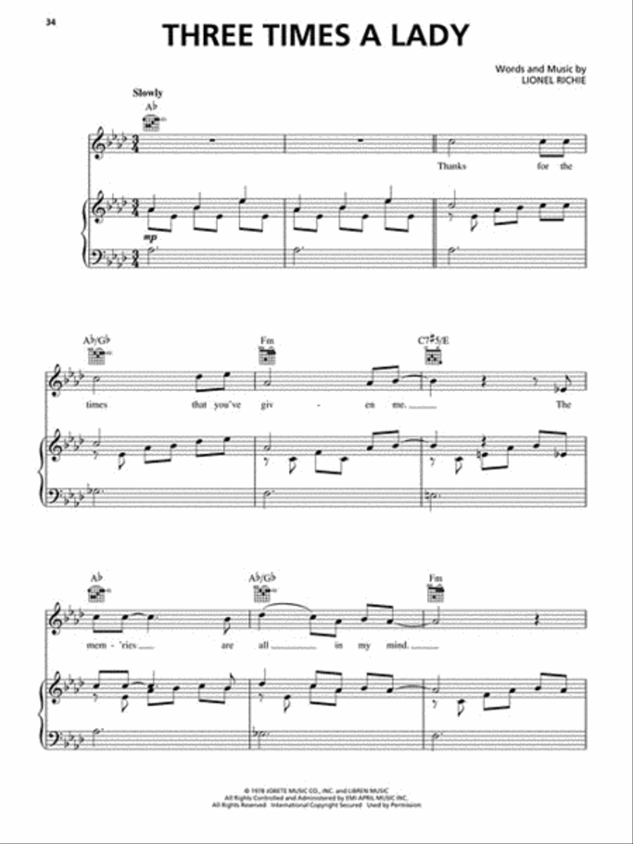 Lionel Richie Lionel Richie Piano, Vocal, Guitar scores gallery preview page 4