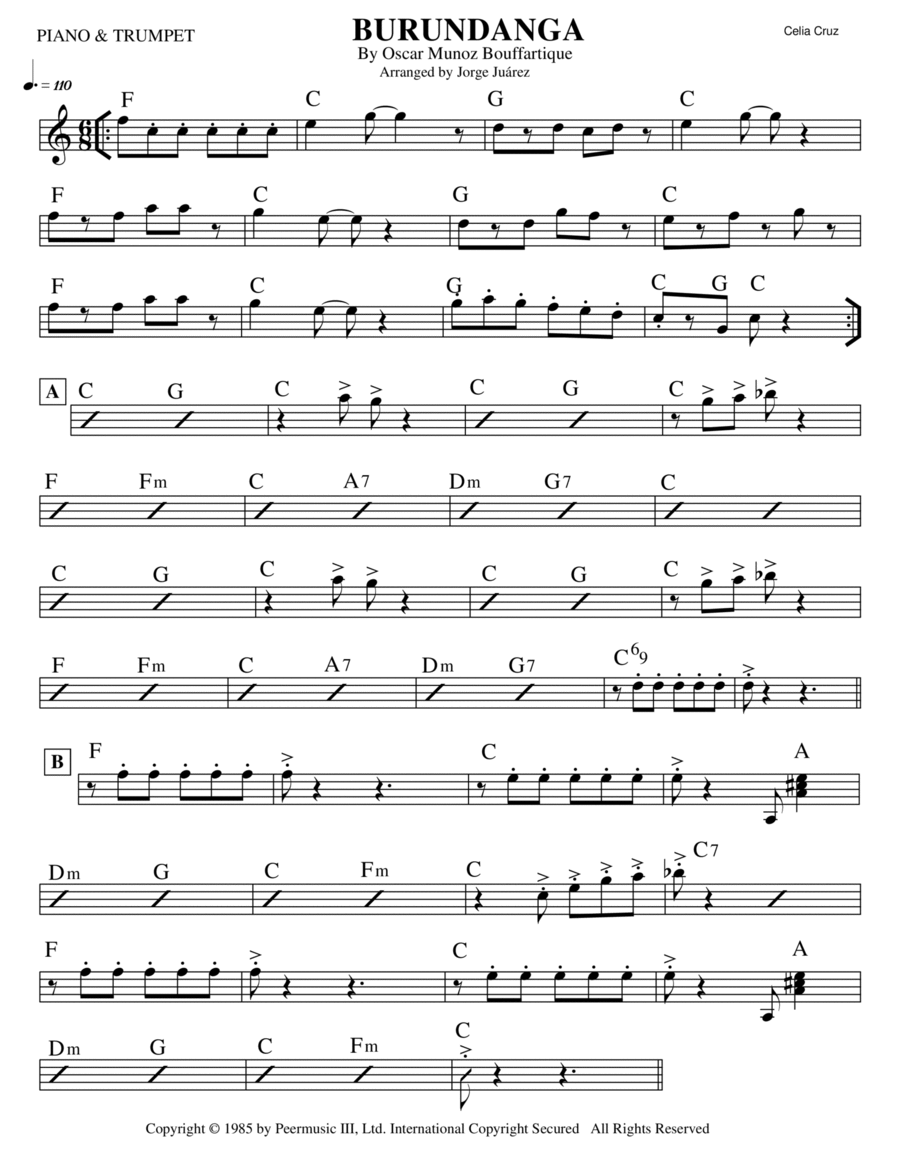Burundanga Burundanga Piano Solo scores gallery preview page 1