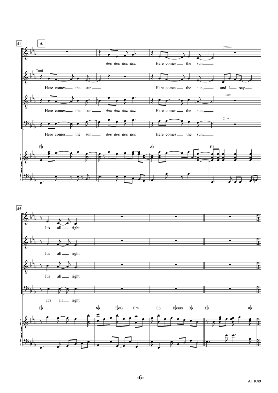 Here Comes The Sun 4-Part scores gallery preview page 6
