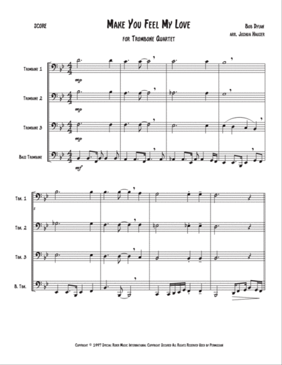Make You Feel My Love Make You Feel My Love Brass Quartet scores gallery preview page 4