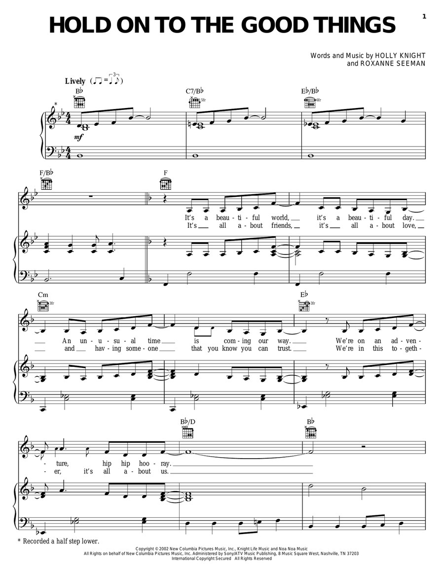 Hold On To The Good Things Piano, Vocal, Guitar scores gallery preview page 1