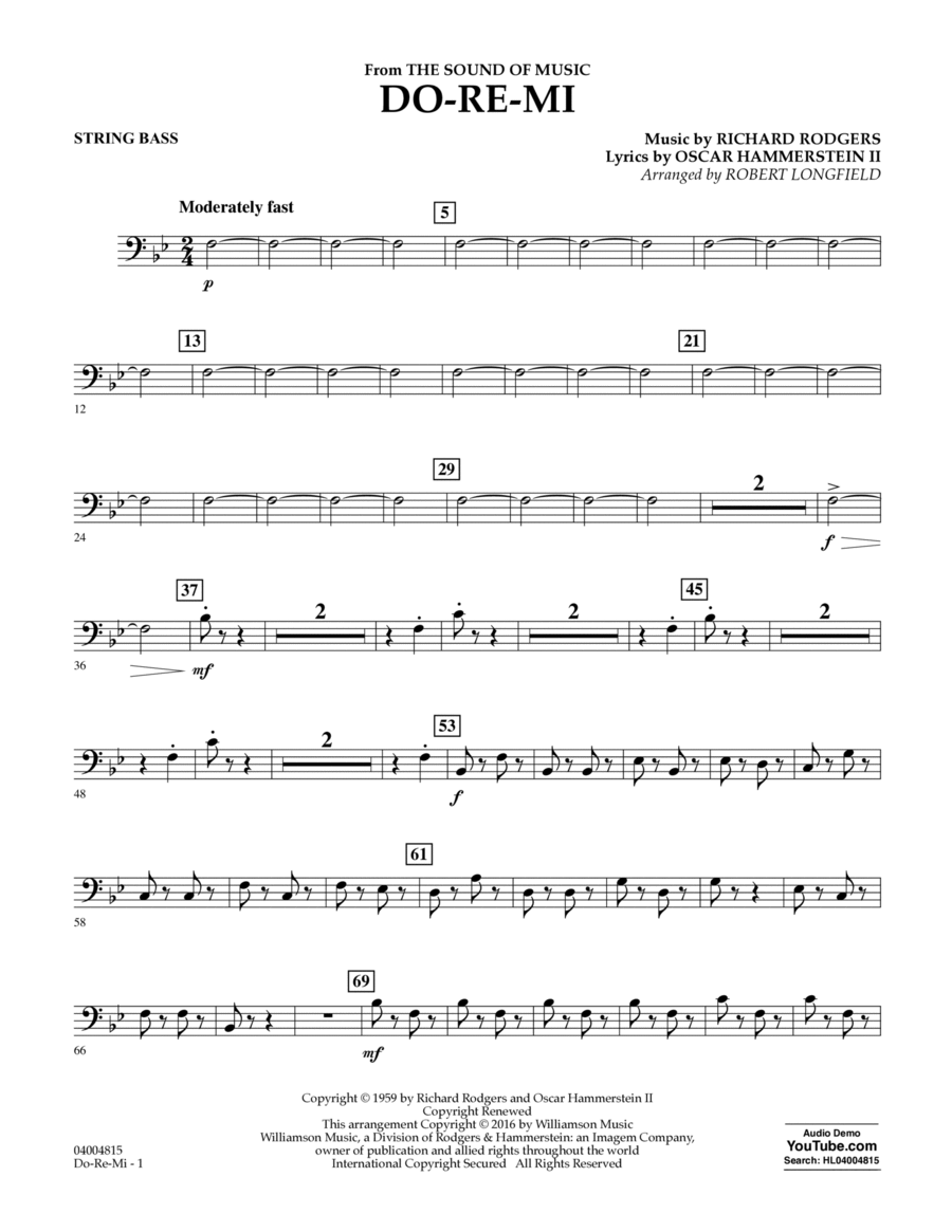 Do-Re-Mi (from The Sound of Music) - Bass Part scores gallery preview page 1