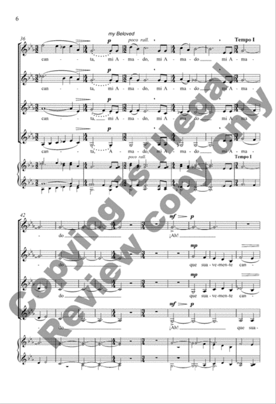 Mi Amado (My Beloved) from Two Love Songs of St. John of the Cross SSAA scores gallery preview page 6