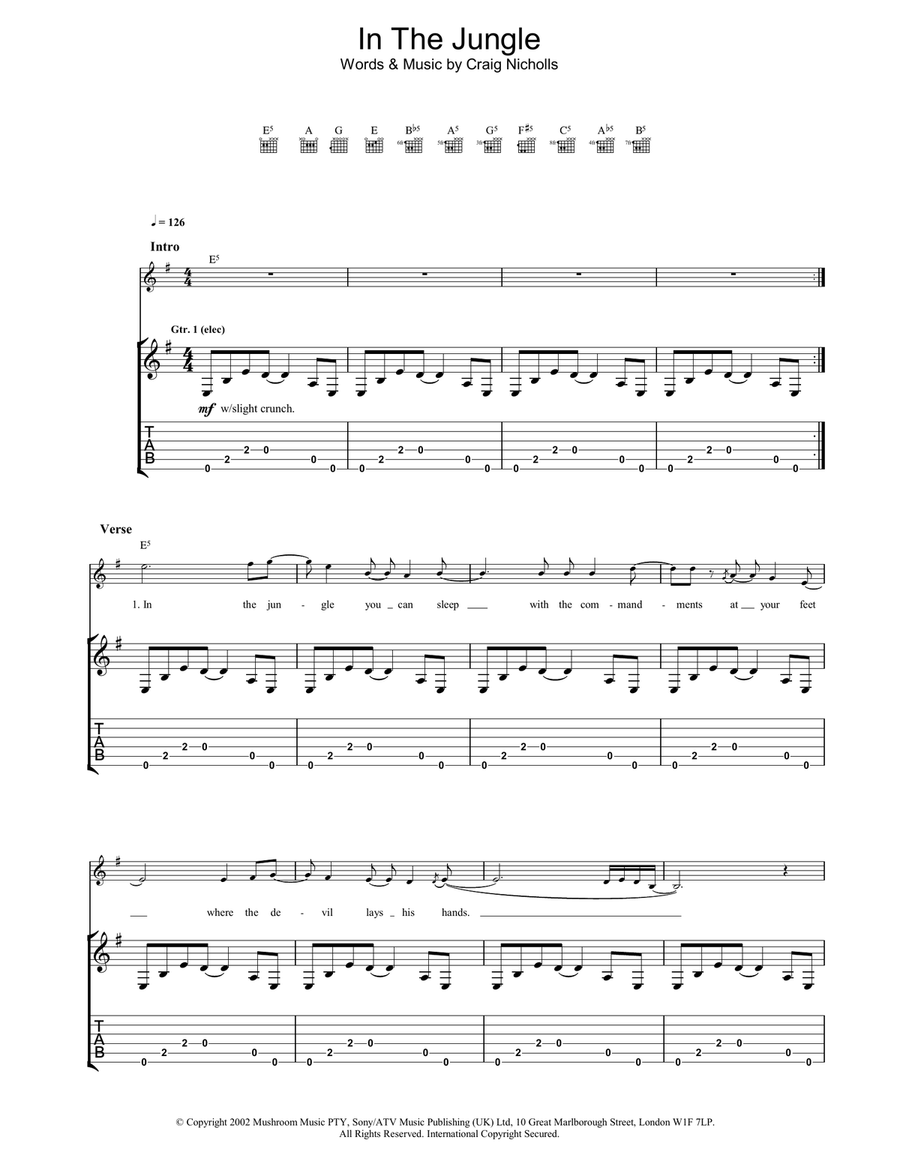 In The Jungle In The Jungle Acoustic Guitar scores gallery preview page 1