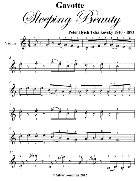 Gavotte Sleeping Beauty Easy Violin Sheet Music
