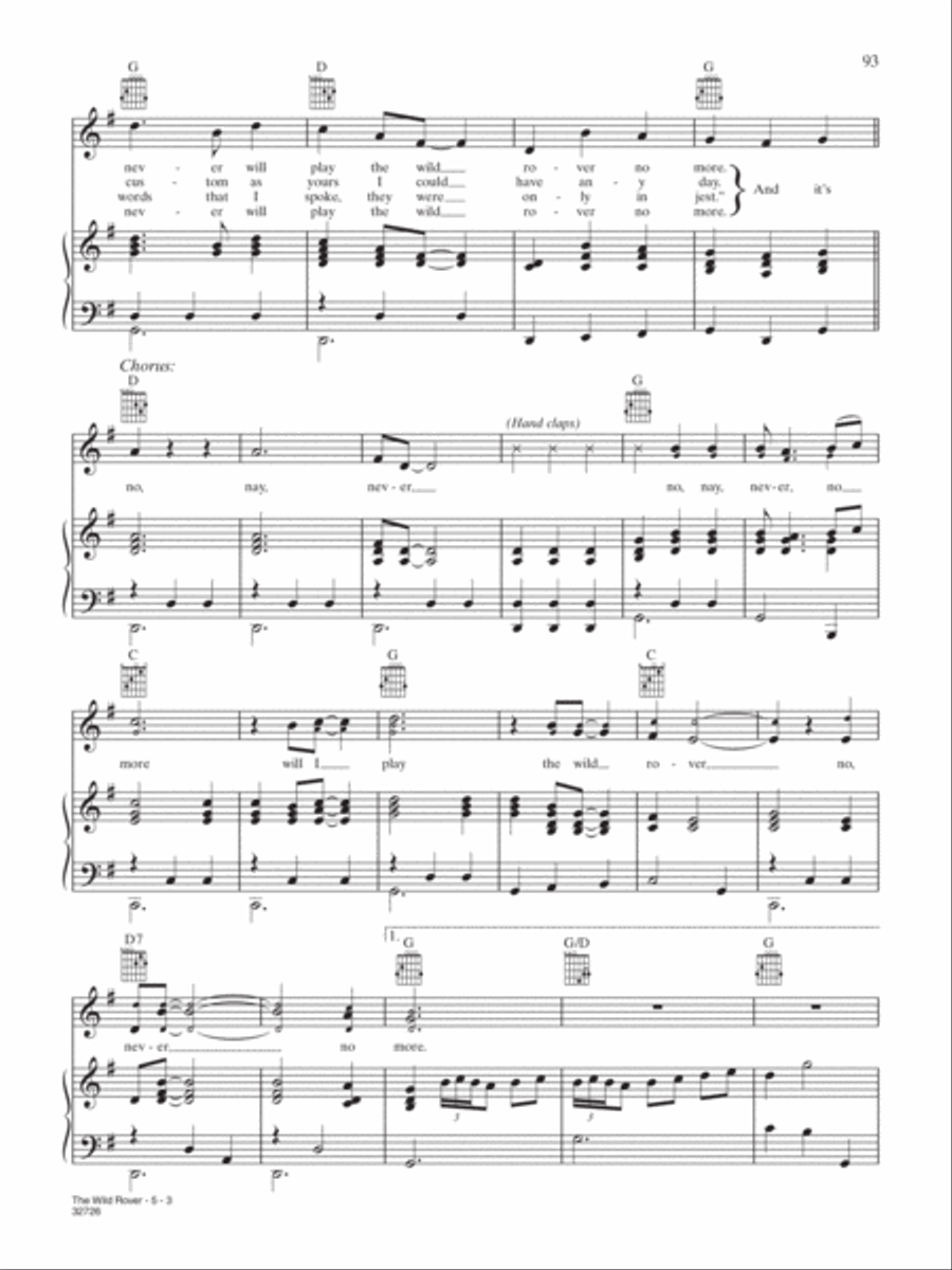 The Wild Rover Piano, Vocal, Guitar scores gallery preview page 3