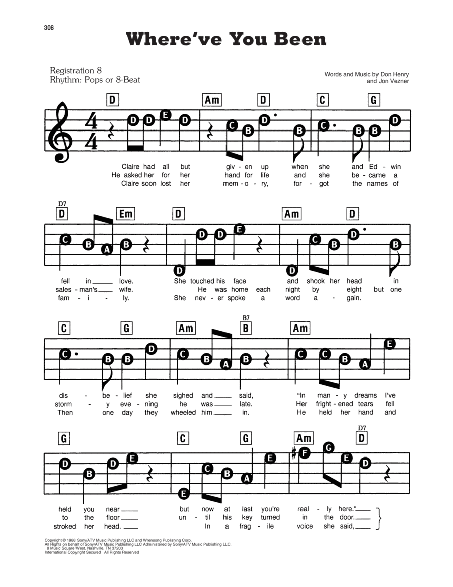 Where've You Been Electronic Keyboard scores gallery preview page 1