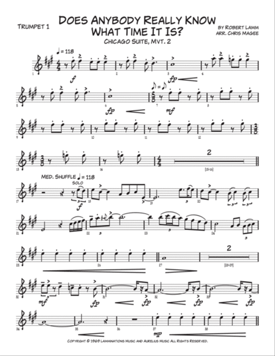 Does Anybody Really Know What Time It Is? Brass Quintet scores gallery preview page 5