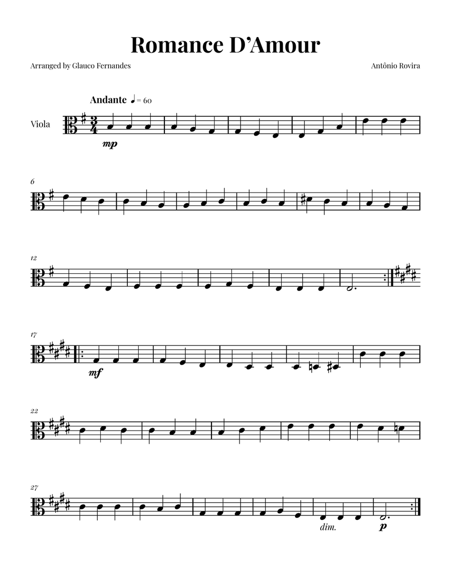 Spanish Romance (Romanza - Romance D'Amor) Chamber Music scores gallery preview page 1