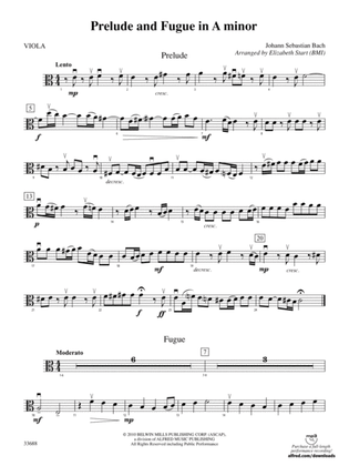 Book cover for Prelude and Fugue in A Minor: Viola