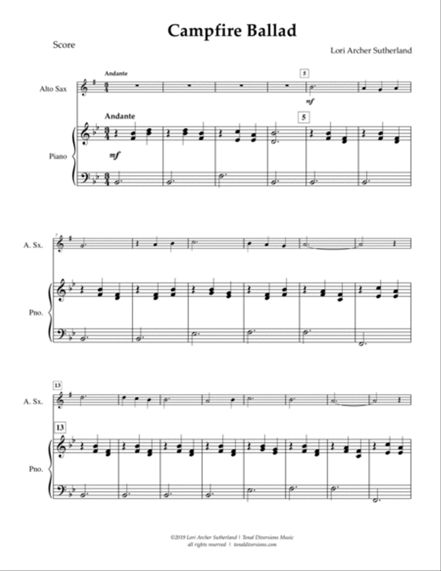 Campfire Ballad Alto Saxophone scores gallery preview page 2
