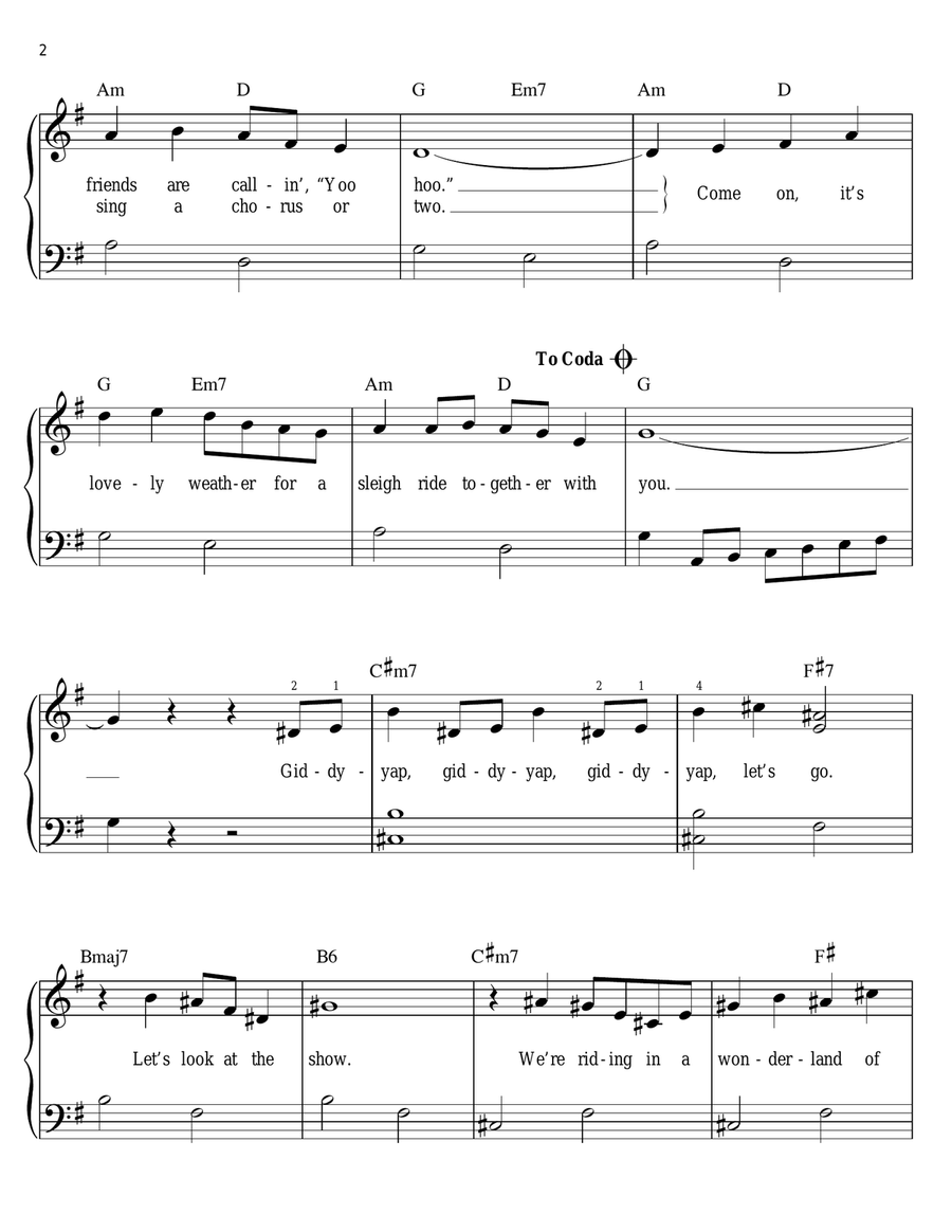 Sleigh Ride Sleigh Ride Easy Piano scores gallery preview page 2