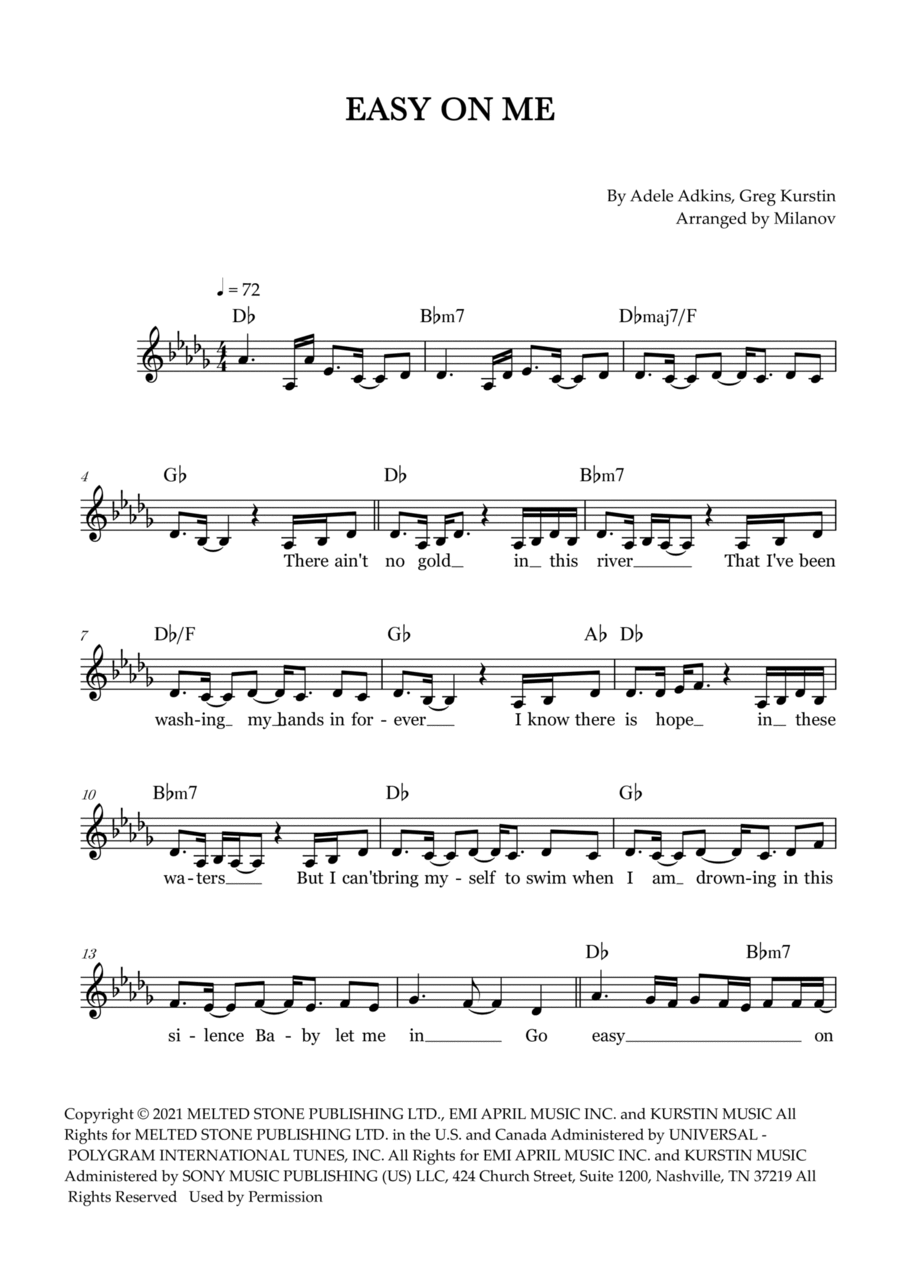 Easy On Me Piano scores gallery preview page 1