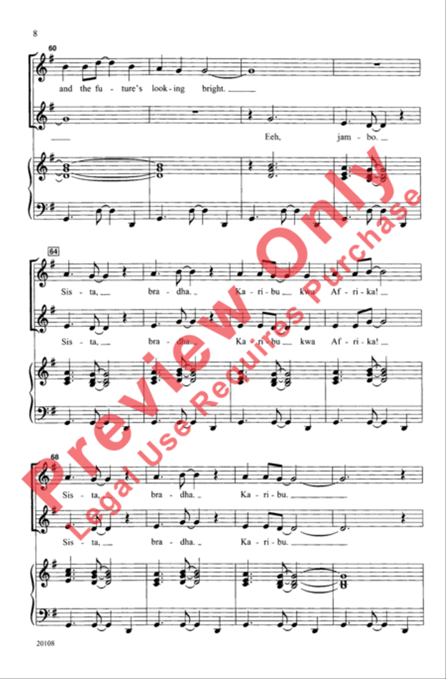 Jambo, Karibu Kwa Afrika 2-Part scores gallery preview page 7