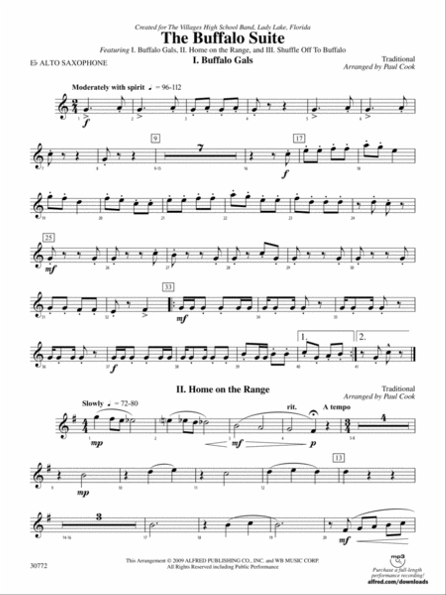 The Buffalo Suite: E-flat Alto Saxophone Concert Band scores gallery preview page 1