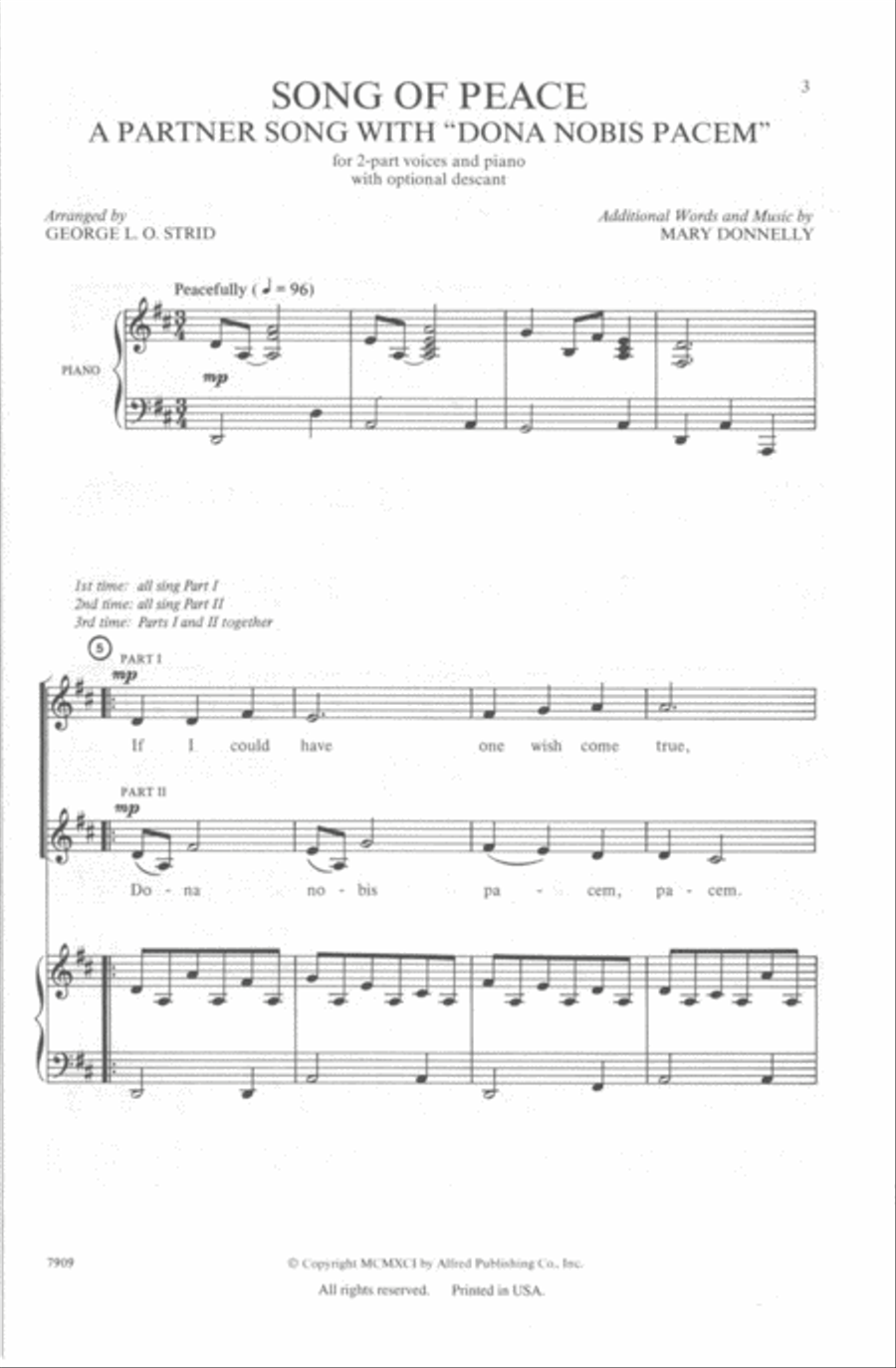 Song of Peace (Dona Nobis Pacem) 2-Part scores gallery preview page 2
