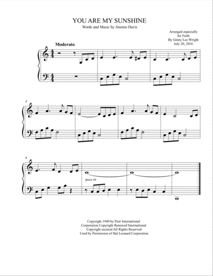 You Are My Sunshine Small Ensemble scores gallery preview page 1