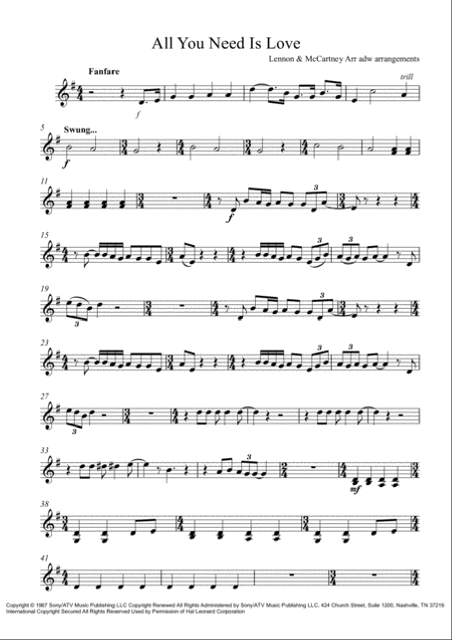 All You Need Is Love String Quartet scores gallery preview page 6