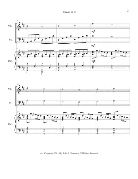 Canon in D (Piano Trio): Violin, Cello and Piano image number null