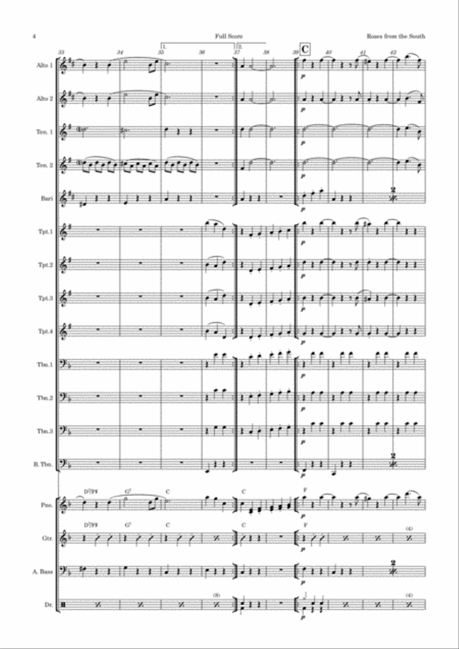 Roses From the South - Strauss Waltz Medley for Big Band Jazz Ensemble scores gallery preview page 4