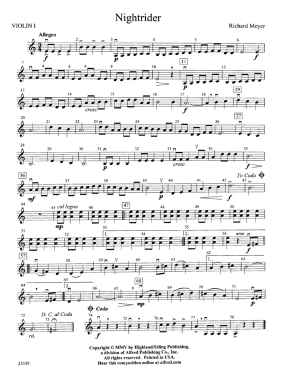 Book cover for Nightrider: 1st Violin