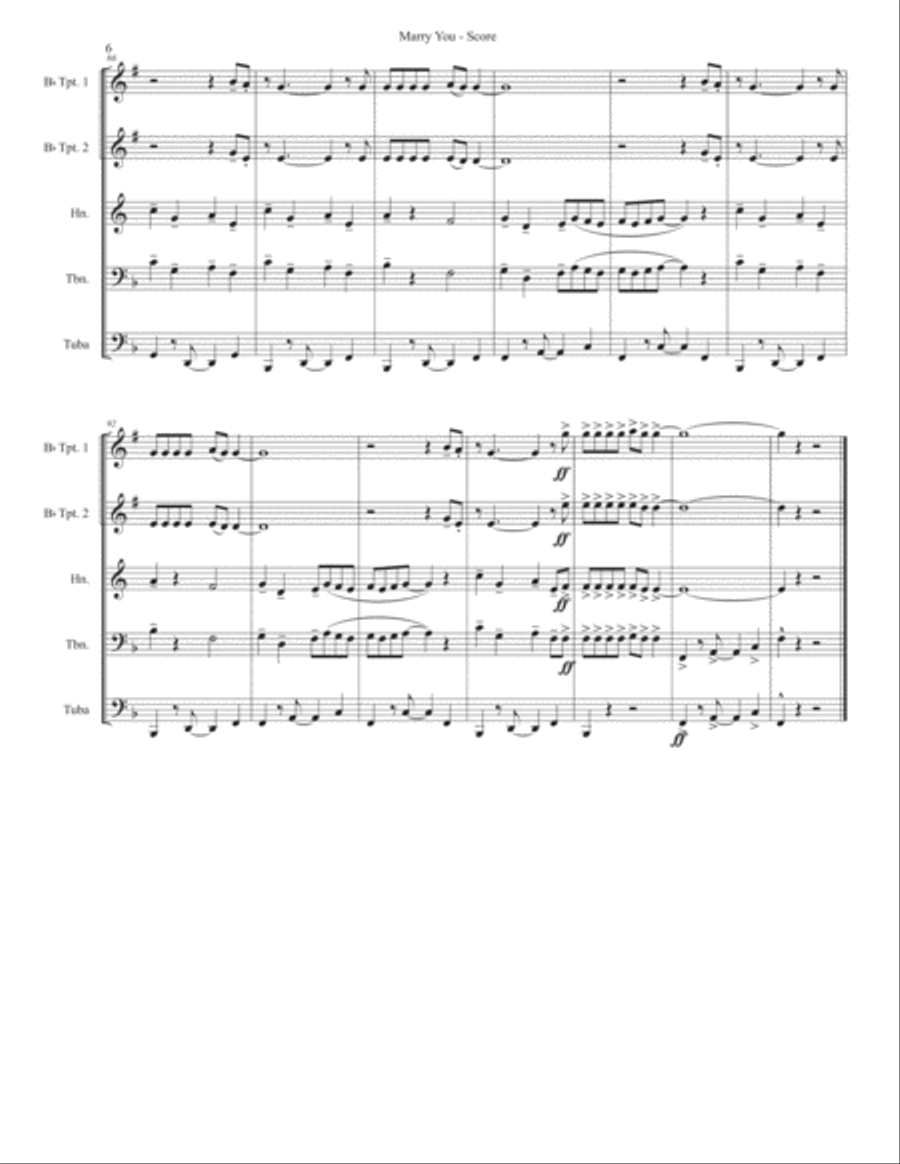 Marry You Brass Ensemble scores gallery preview page 6