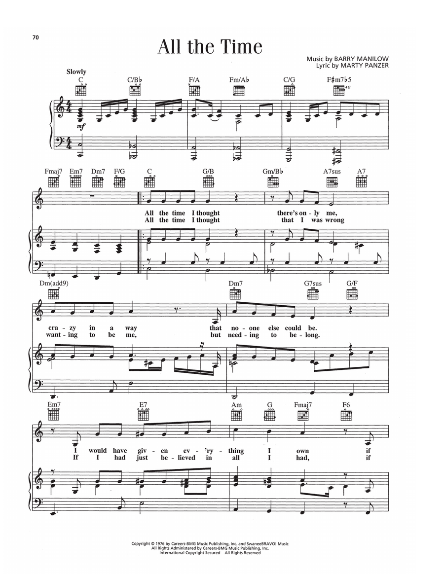 All The Time All The Time Piano, Vocal, Guitar scores gallery preview page 1