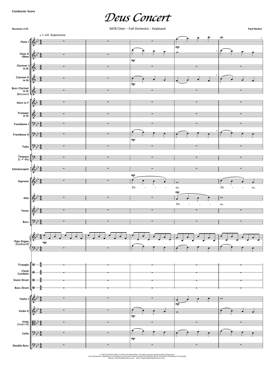 Deus Concert (SAB Choir & Orchestra) 3-Part scores gallery preview page 3