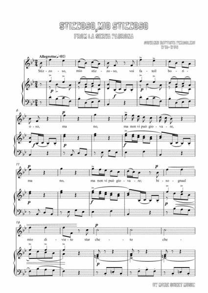 Pergolesi - Stizzoso,mio stizzoso in B flat Major for voice and piano