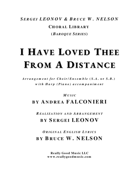 FALCONIERI Andrea: I Have Loved Thee From A Distance (SA/SB choir arrangement, Harp/Piano accompaniment) image number null