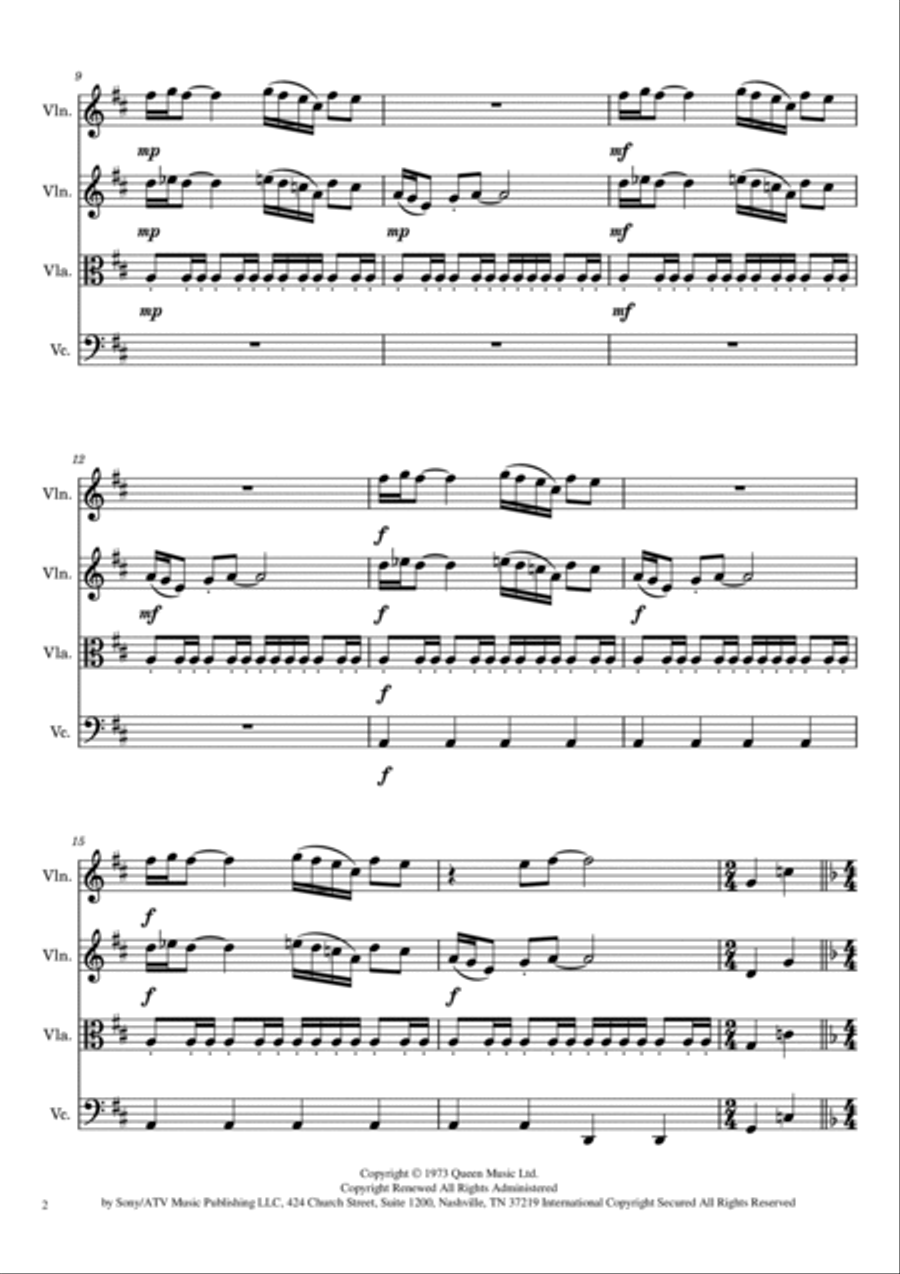 Keep Yourself Alive String Quartet scores gallery preview page 2