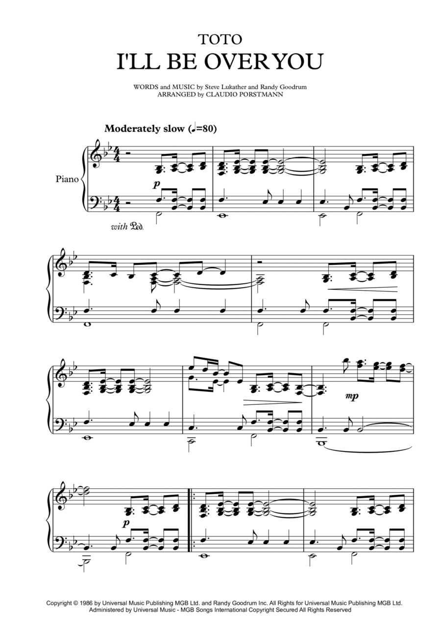 I'll Be Over You Piano Solo scores gallery preview page 1