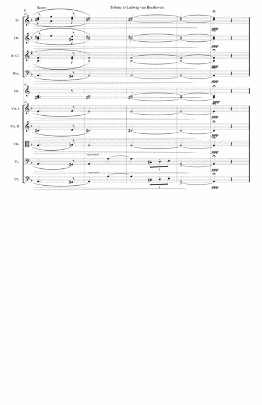 Tribute to Ludwig van Beethoven for chamber orchestra