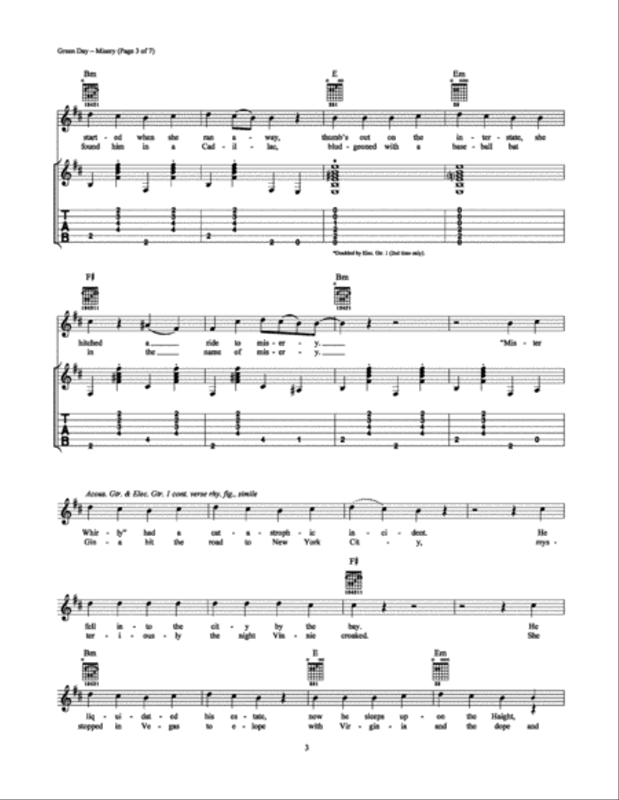 Misery Electric Guitar scores gallery preview page 3