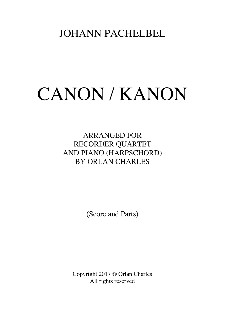 Pachelbel - Canon in D (Kanon) - arranged for recorder quartet Woodwind Quartet scores gallery preview page 2