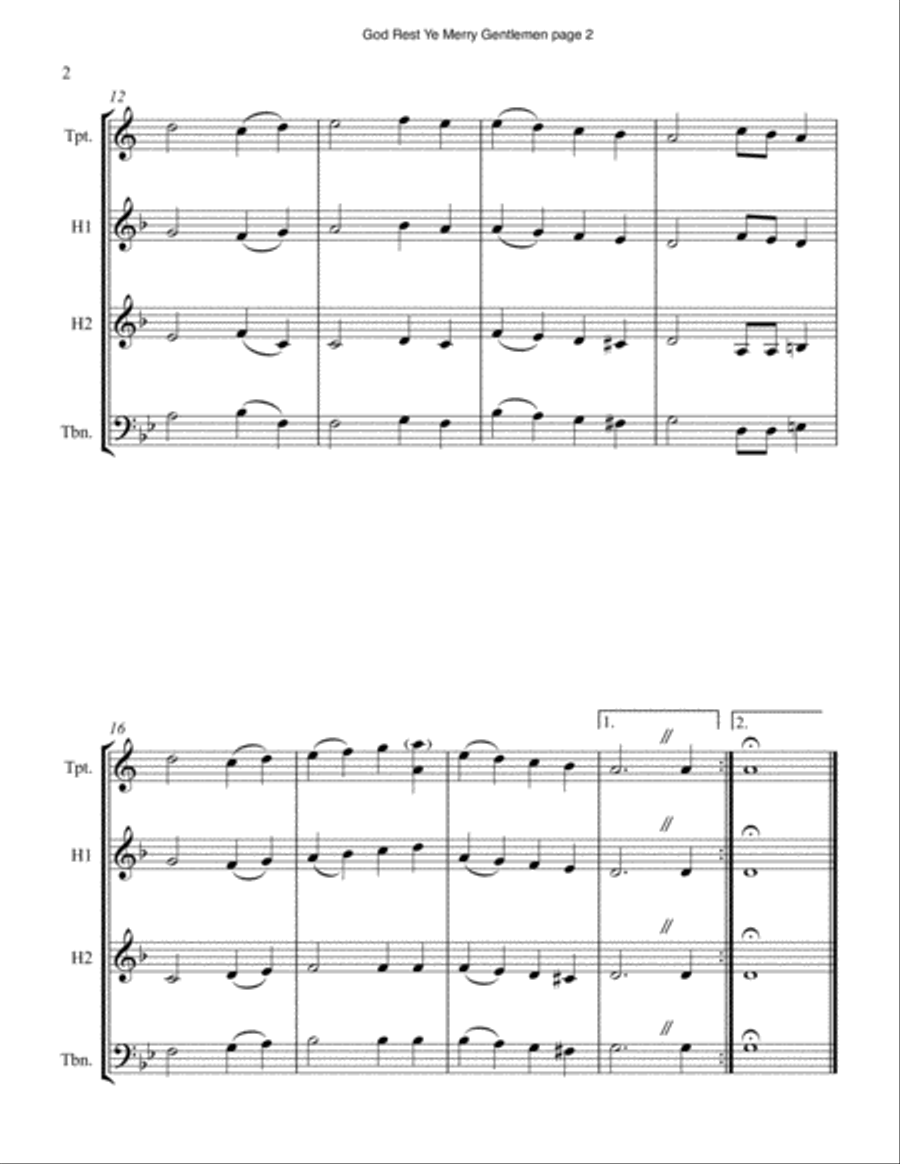 God Rest Ye Merry Gentlemen Brass Ensemble scores gallery preview page 2