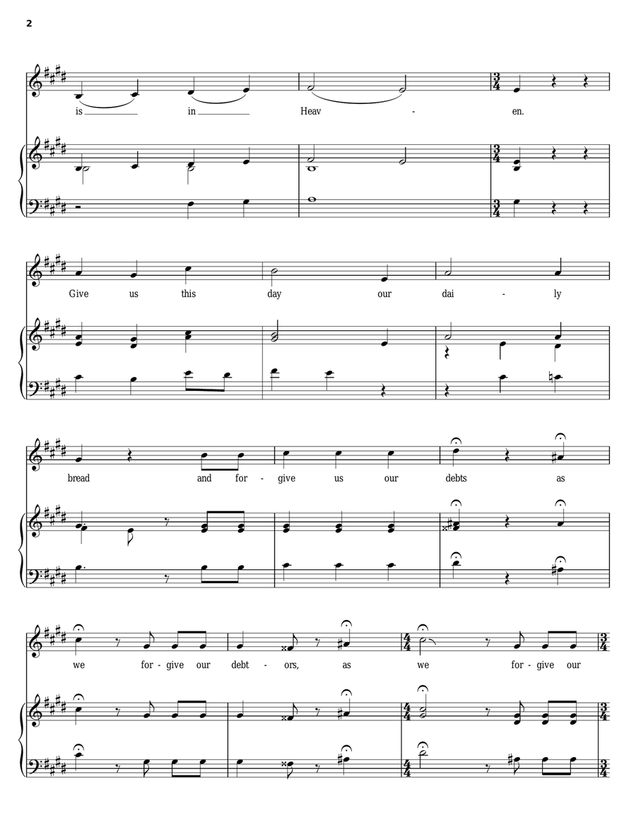 The Lord's Prayer Piano, Vocal, Guitar scores gallery preview page 2