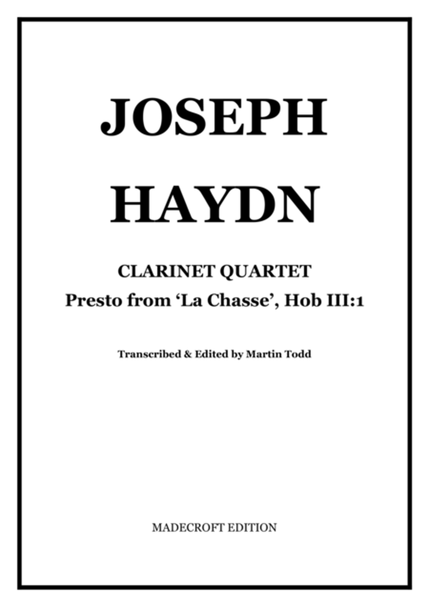Presto from 'La Chasse', Hob III:1 for Clarinet Quartet image number null