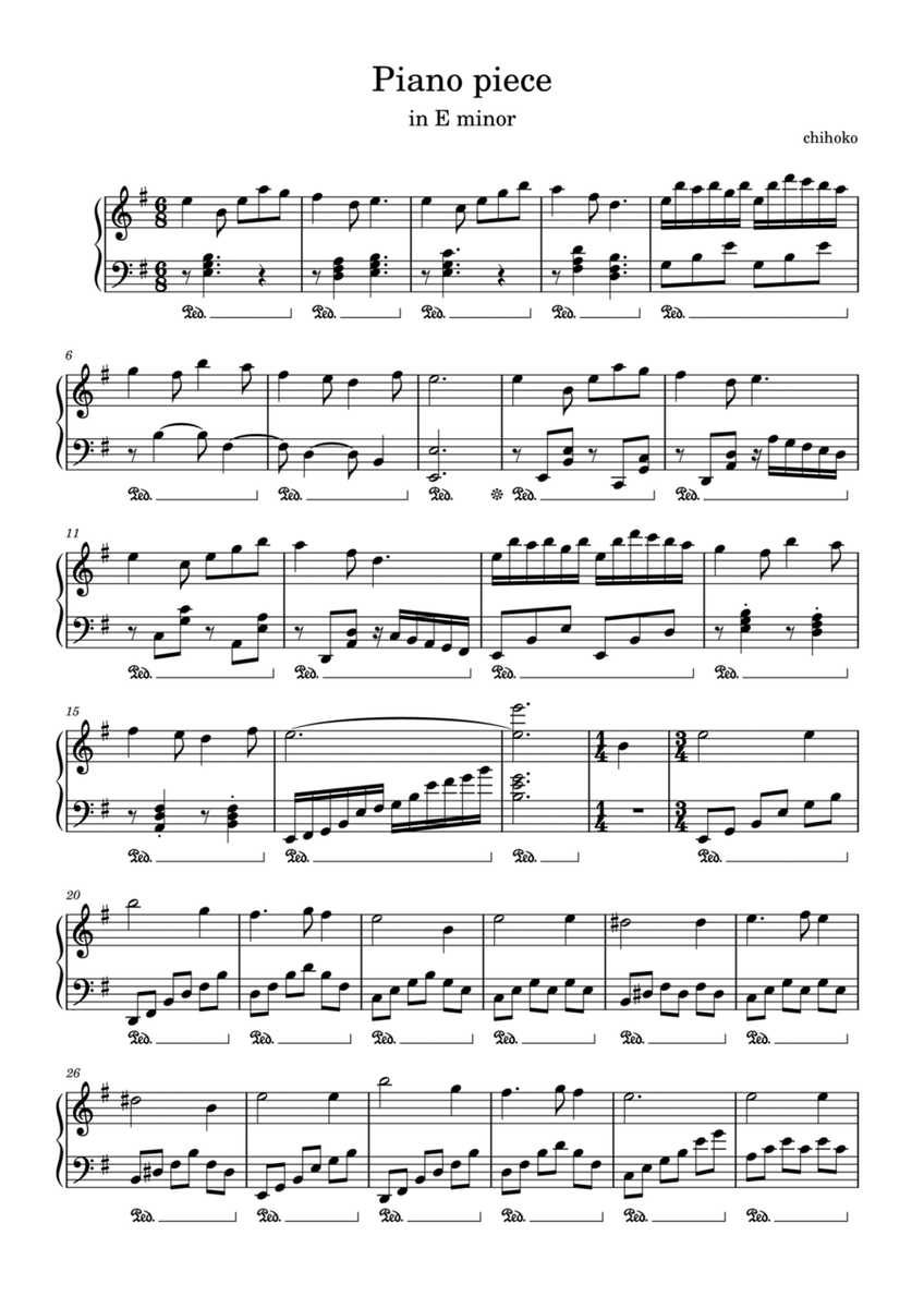 Original piano composition in E minor image number null