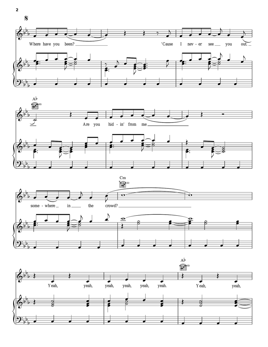 Where Have You Been Piano, Vocal, Guitar scores gallery preview page 2