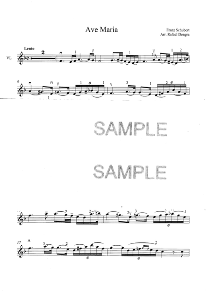 Ave Maria  - Arranged by Rafael Dengra - Violin Part