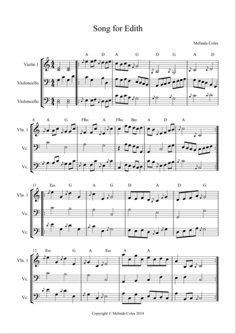 Song for Edith Song for Edith String Trio scores gallery preview page 1