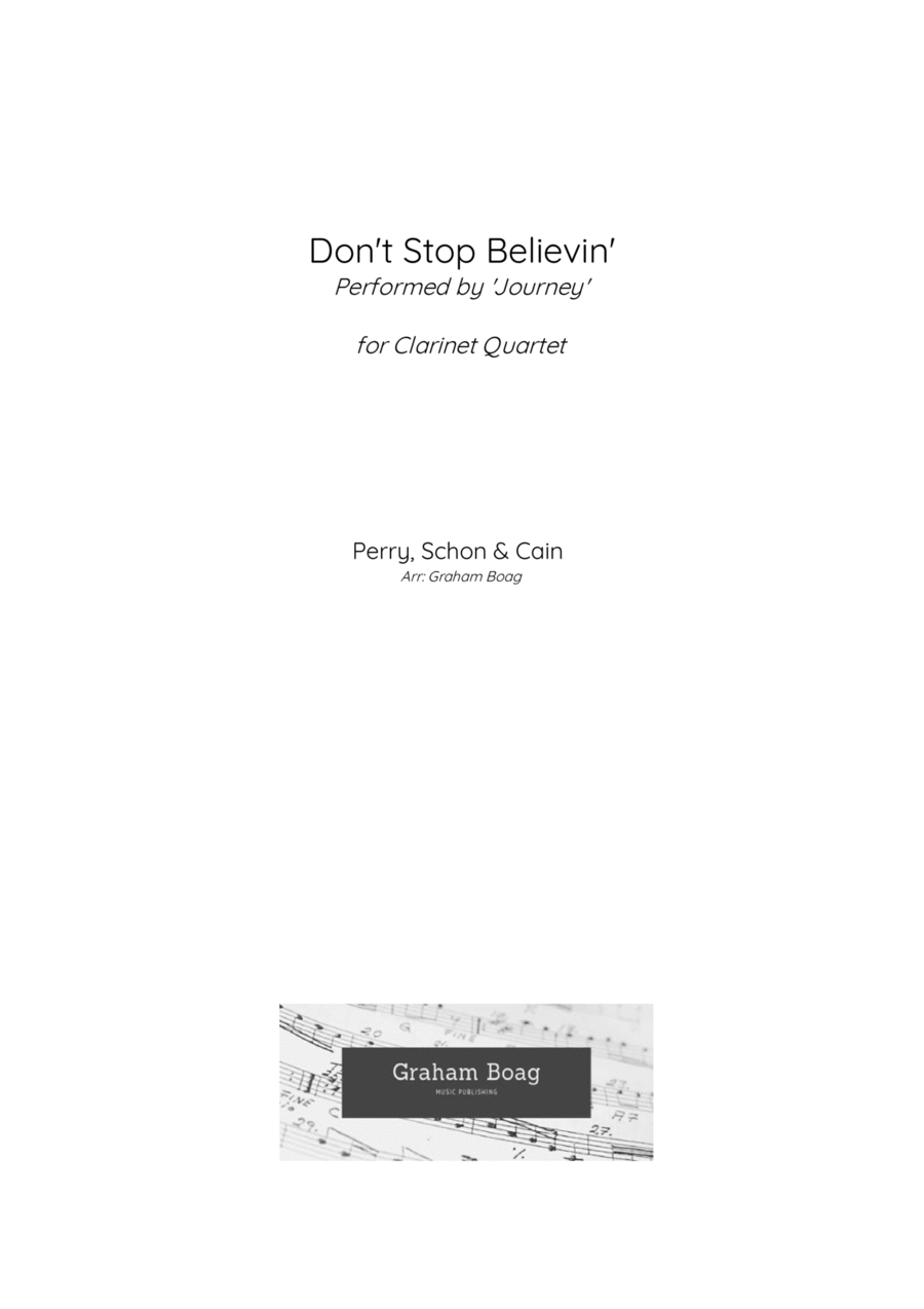 Don't Stop Believin' Clarinet Quartet scores gallery preview page 1