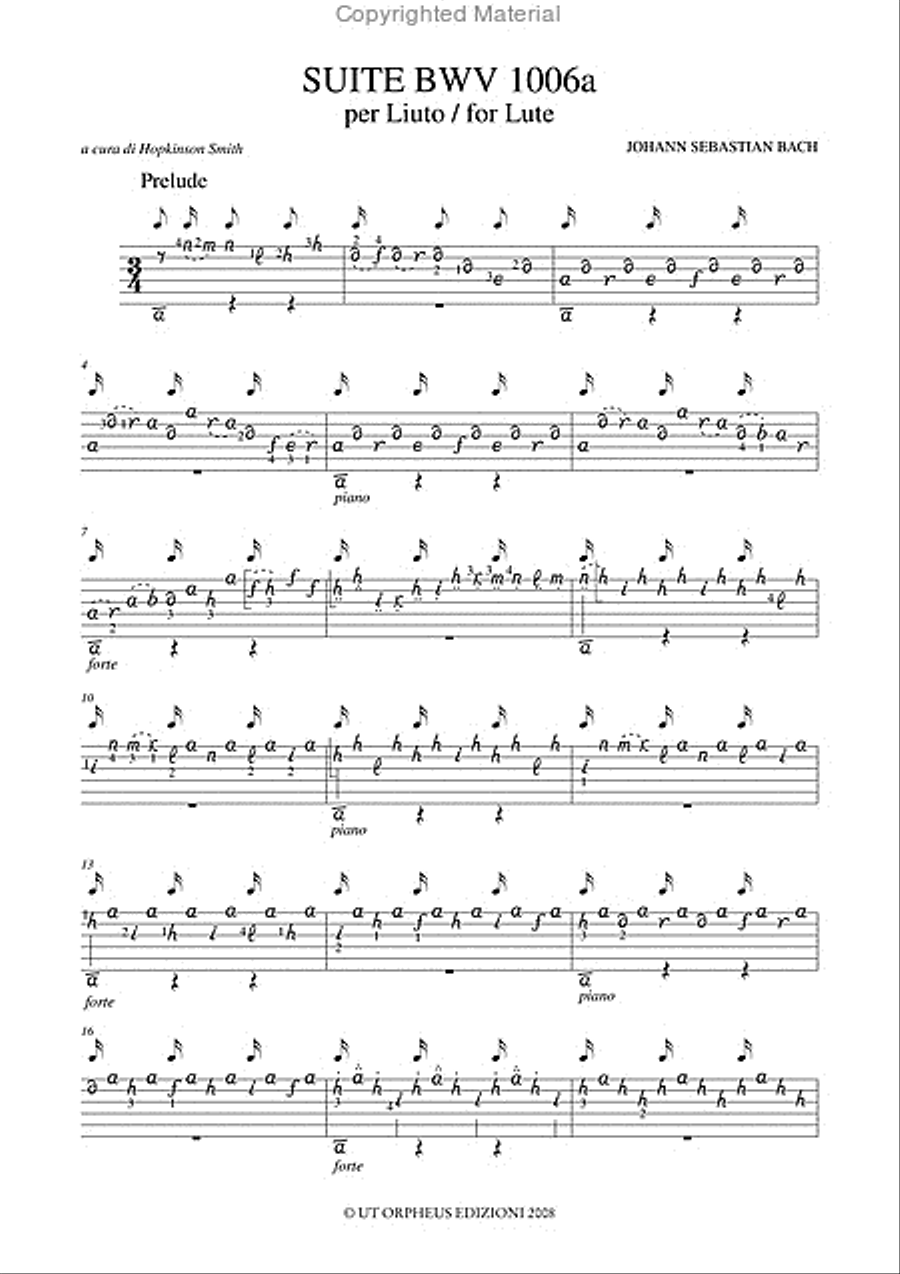 Suite BWV 1006a for Baroque Lute Lute scores gallery preview page 2