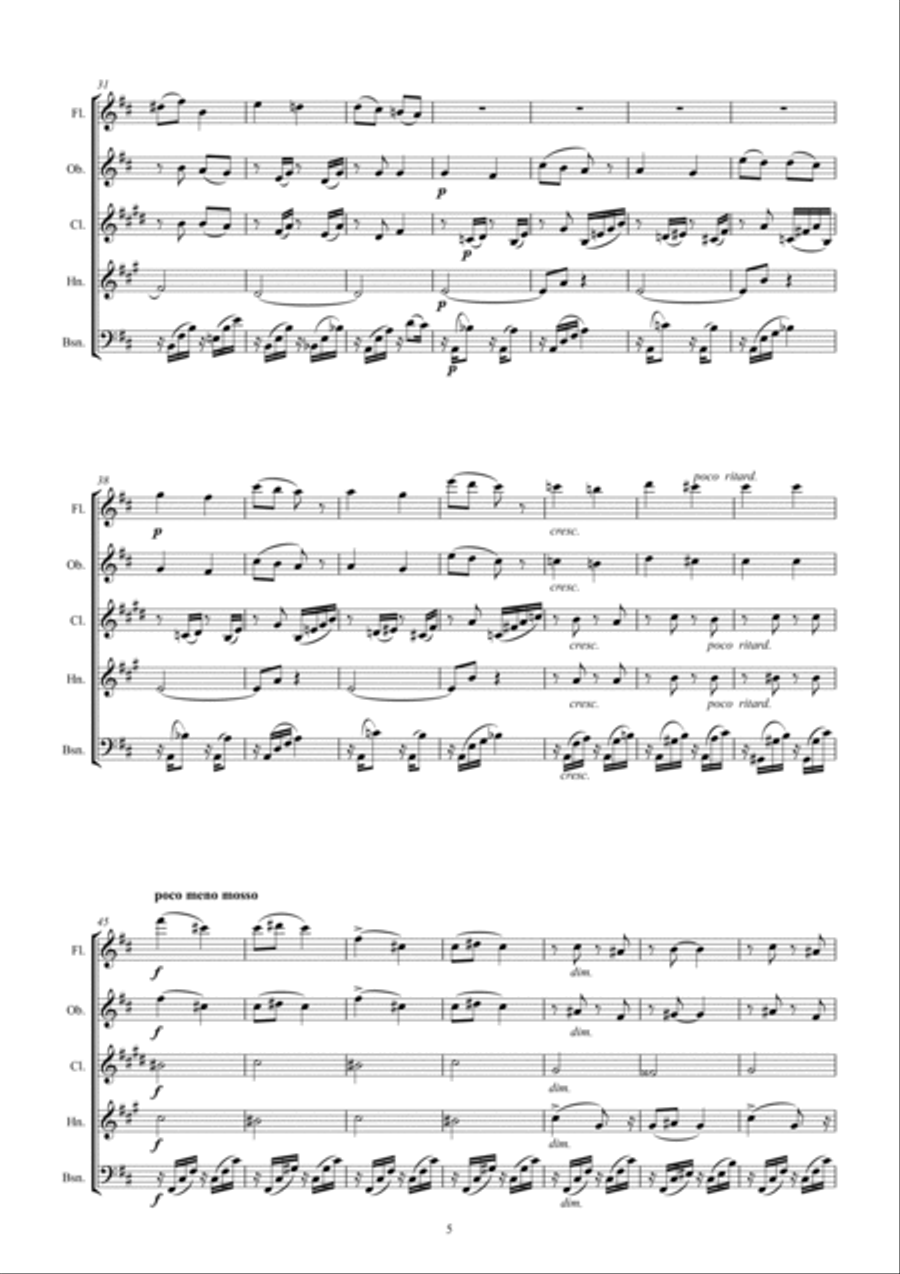 Tchaikovsky: The Seasons Op37 No.5 May (Starlit Nights) Woodwind Quintet scores gallery preview page 5