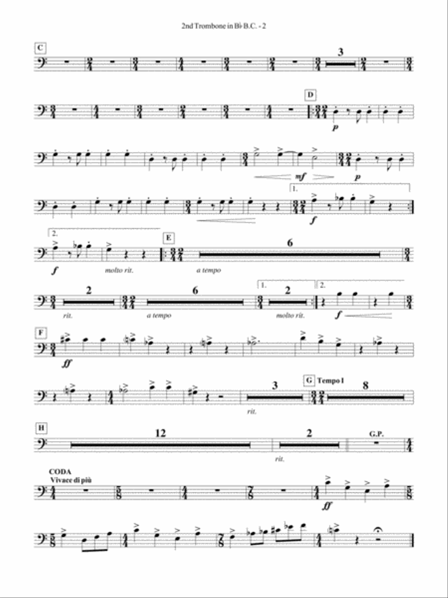 Third Suite (I. March, II. Waltz, III. Rondo): (World Part) 2nd B-flat Trombone B.C. Concert Band scores gallery preview page 2