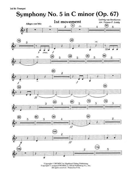 Beethoven's Symphony No. 5, 1st Movement: 3rd B-flat Trumpet