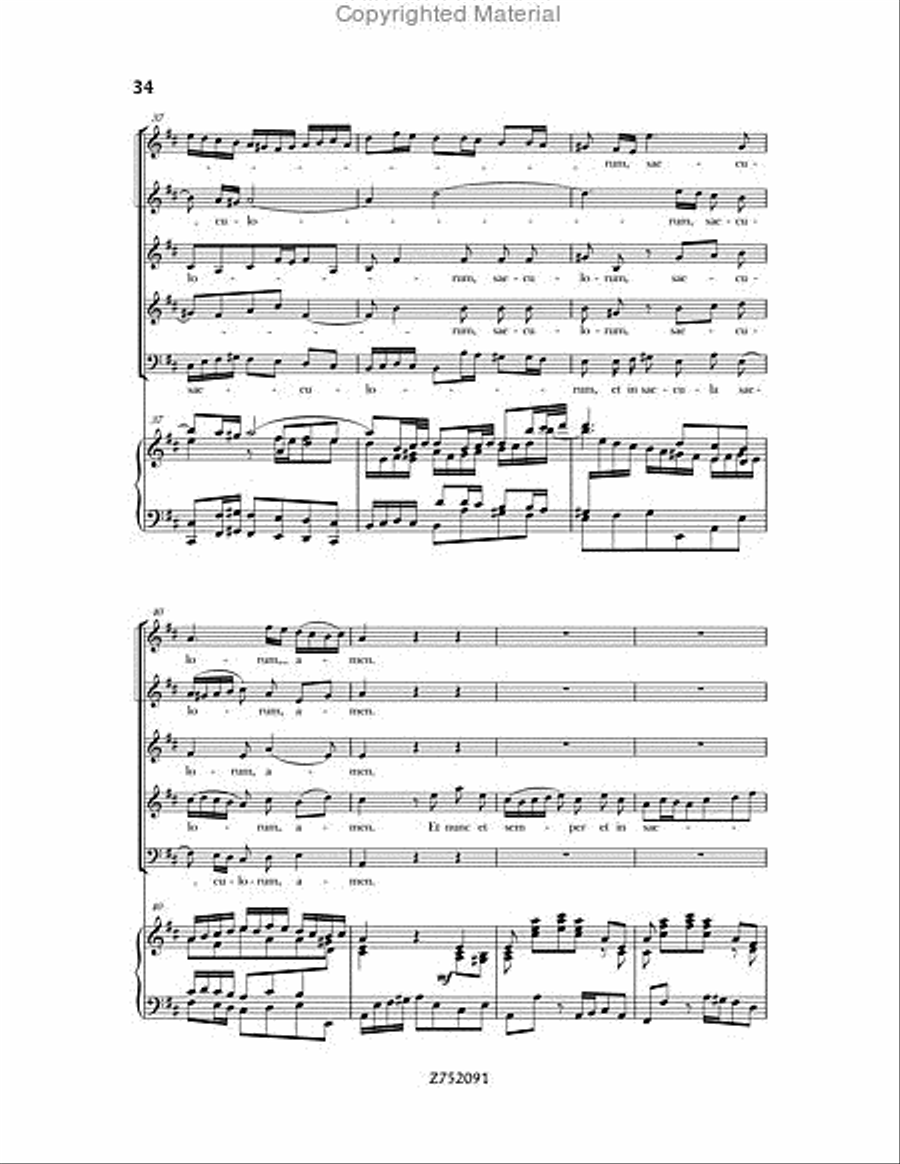 Cantata No. 191: Gloria in Excelsis Deo, BWV 191 4-Part scores gallery preview page 34